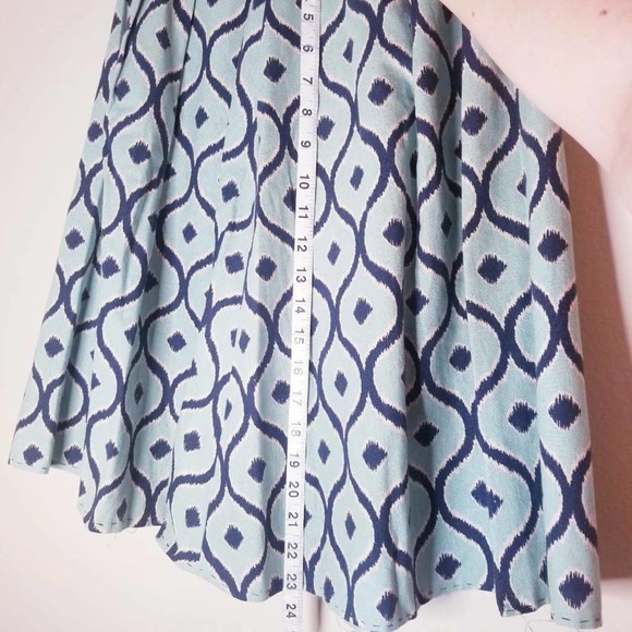 Mirelle Full Skirt Green Geometric 100% Cotton M - Picture 8 of 10